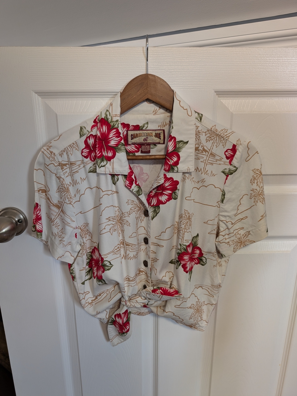 Vintage Caribbean Joe Hawaiian Crop Shirt